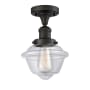 Innovations Lighting Small Oxford Single Light 8" Wide Semi-Flush Ceiling Fixture Oil Rubbed Bronze / Clear
