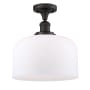 Innovations Lighting X-Large Bell 12" Wide Semi-Flush Ceiling Fixture with 12" Height Oil Rubbed Bronze / Matte White