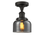 Innovations Lighting Large Bell 8" Wide Semi-Flush Ceiling Fixture Oiled Rubbed Bronze / Smoked
