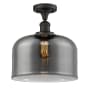 Innovations Lighting X-Large Bell 12" Wide Semi-Flush Ceiling Fixture with 12" Height Oil Rubbed Bronze / Plated Smoke