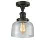Innovations Lighting Large Bell 8" Wide Semi-Flush Ceiling Fixture Oiled Rubbed Bronze / Seedy