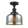Innovations Lighting Large Bell 8" Wide Semi-Flush Ceiling Fixture Oil Rubbed Bronze / Silver Mercury