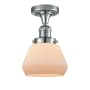 Innovations Lighting Fulton Single Light 7" Wide Semi-Flush Ceiling Fixture Polished Chrome / Matte White Cased