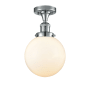 Innovations Lighting Beacon Single Light 8" Wide Semi-Flush Ceiling Fixture Polished Chrome / Matte White Cased