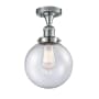 Innovations Lighting Beacon Single Light 8" Wide Semi-Flush Ceiling Fixture Polished Chrome / Seedy