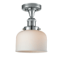 Innovations Lighting Large Bell 8" Wide Semi-Flush Ceiling Fixture Polished Chrome / Matte White Cased
