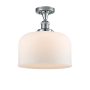 Innovations Lighting X-Large Bell 12" Wide Semi-Flush Ceiling Fixture with 12" Height Polished Chrome / Matte White