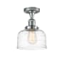 Innovations Lighting Bell 8" Wide Semi-Flush Ceiling Fixture Polished Chrome / Clear Deco Swirl