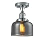 Innovations Lighting Large Bell 8" Wide Semi-Flush Ceiling Fixture Polished Chrome / Smoked