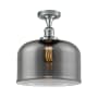 Innovations Lighting X-Large Bell 12" Wide Semi-Flush Ceiling Fixture with 12" Height Polished Chrome / Plated Smoke
