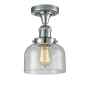 Innovations Lighting Large Bell 8" Wide Semi-Flush Ceiling Fixture Polished Chrome / Seedy