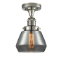 Innovations Lighting Fulton Single Light 7" Wide Semi-Flush Ceiling Fixture Polished Nickel / Smoked