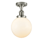 Innovations Lighting Beacon Single Light 8" Wide Semi-Flush Ceiling Fixture Polished Nickel / Matte White Cased