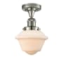Innovations Lighting Small Oxford Single Light 8" Wide Semi-Flush Ceiling Fixture Polished Nickel / Matte White Cased