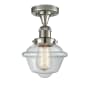 Innovations Lighting Small Oxford Single Light 8" Wide Semi-Flush Ceiling Fixture Polished Nickel / Clear