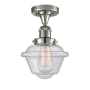 Innovations Lighting Small Oxford Single Light 8" Wide Semi-Flush Ceiling Fixture Polished Nickel / Seedy