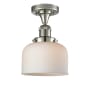 Innovations Lighting Large Bell 8" Wide Semi-Flush Ceiling Fixture Polished Nickel / Matte White Cased