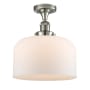 Innovations Lighting X-Large Bell 12" Wide Semi-Flush Ceiling Fixture with 12" Height Polished Nickel / Matte White