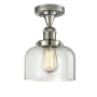 Innovations Lighting Large Bell 8" Wide Semi-Flush Ceiling Fixture Polished Nickel / Clear