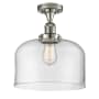 Innovations Lighting X-Large Bell 12" Wide Semi-Flush Ceiling Fixture with 12" Height Polished Nickel / Clear