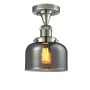 Innovations Lighting Large Bell 8" Wide Semi-Flush Ceiling Fixture Polished Nickel / Smoked