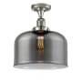 Innovations Lighting X-Large Bell 12" Wide Semi-Flush Ceiling Fixture with 12" Height Polished Nickel / Plated Smoke
