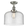 Innovations Lighting X-Large Bell 12" Wide Semi-Flush Ceiling Fixture with 12" Height Polished Nickel / Seedy