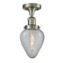Innovations Lighting Geneseo Single Light 6-1/2" Wide Semi-Flush Ceiling Fixture Brushed Satin Nickel / Clear Crackle