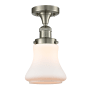Innovations Lighting Bellmont Single Light 6" Wide Semi-Flush Ceiling Fixture Brushed Satin Nickel / Matte White