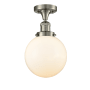 Innovations Lighting Beacon Single Light 8" Wide Semi-Flush Ceiling Fixture Brushed Satin Nickel / Matte White Cased