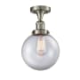 Innovations Lighting Beacon Single Light 8" Wide Semi-Flush Ceiling Fixture Brushed Satin Nickel / Clear