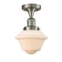 Innovations Lighting Small Oxford Single Light 8" Wide Semi-Flush Ceiling Fixture Brushed Satin Nickel / Matte White Cased