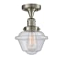 Innovations Lighting Small Oxford Single Light 8" Wide Semi-Flush Ceiling Fixture Brushed Satin Nickel / Seedy
