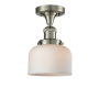 Innovations Lighting Large Bell 8" Wide Semi-Flush Ceiling Fixture Brushed Satin Nickel / Matte White Cased