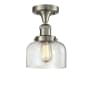 Innovations Lighting Large Bell 8" Wide Semi-Flush Ceiling Fixture Brushed Satin Nickel / Clear
