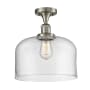 Innovations Lighting X-Large Bell 12" Wide Semi-Flush Ceiling Fixture with 12" Height Brushed Satin Nickel / Clear