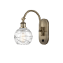 Innovations Lighting Athens 12" Tall Wall Sconce with Shade Antique Brass / Clear Deco Swirl