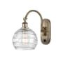 Innovations Lighting Athens 14" Tall Wall Sconce with Shade Antique Brass / Clear Deco Swirl