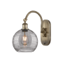 Innovations Lighting Athens Deco Swirl 13" Tall Gooseneck Wall Sconce Antique Brass / Light Smoke Deco Swirl
