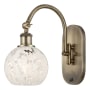 Innovations Lighting White Mouchette 12" Tall Wall Sconce Antique Brass / White Mouchette