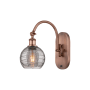 Innovations Lighting Athens Deco Swirl 12" Tall Gooseneck Wall Sconce Antique Copper / Light Smoke Deco Swirl