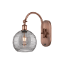 Innovations Lighting Athens Deco Swirl 13" Tall Gooseneck Wall Sconce Antique Copper / Light Smoke Deco Swirl
