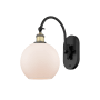 Innovations Lighting Athens 14" Tall Wall Sconce with Shade Black Antique Brass / Matte White