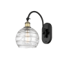 Innovations Lighting Athens 14" Tall Wall Sconce with Shade Black Antique Brass / Clear Deco Swirl