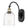Innovations Lighting Bella 13" Tall Wall Sconce Black Antique Brass / Clear