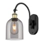 Innovations Lighting Bella 13" Tall Wall Sconce Black Antique Brass / Light Smoke