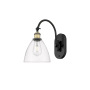 Innovations Lighting Bristol 13" Tall Wall Sconce Black Antique Brass / Clear