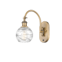 Innovations Lighting Athens 12" Tall Wall Sconce with Shade Brushed Brass / Clear Deco Swirl