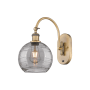 Innovations Lighting Athens Deco Swirl 13" Tall Gooseneck Wall Sconce Brushed Brass / Light Smoke Deco Swirl