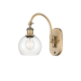 Innovations Lighting Athens 12" Tall Wall Sconce with Shade Brushed Brass / Clear